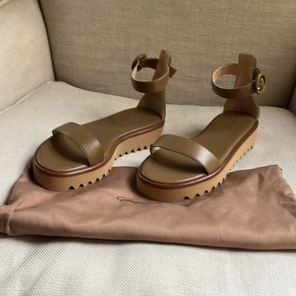 Gianvito Rossi Brown Platform Sandals Ankle Strap Eleanor US 6 36 - Picture 4 of 9